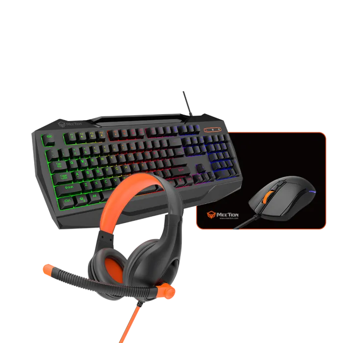 Игровой комплект проводной клавиатуры, мыши, гарнитуры и коврика Meetion C490