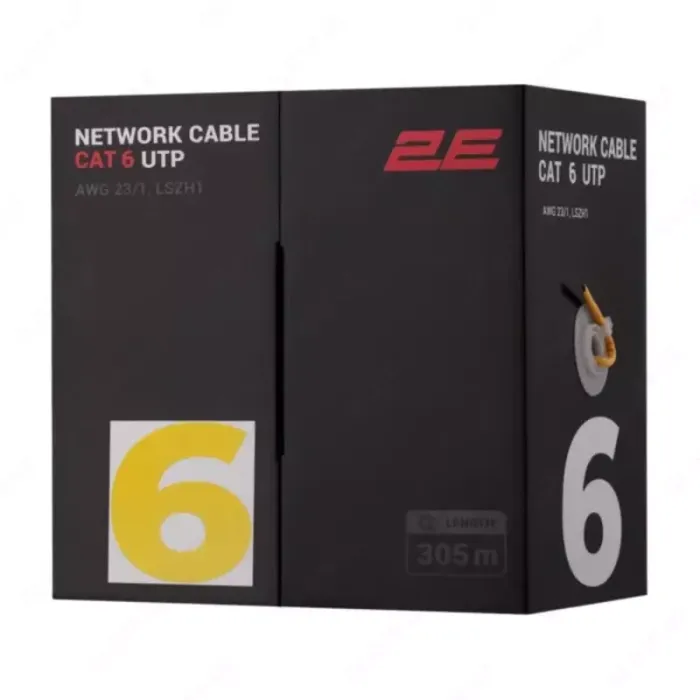 CAT 6 UTP, 305m, AWG 23/1, LSZH-1 305M/Easy pull box packing | yellow