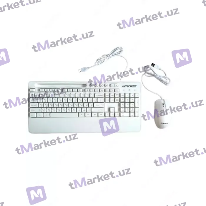 Комплект проводной клавиатуры и мыши AVTECH Pro C303 White
