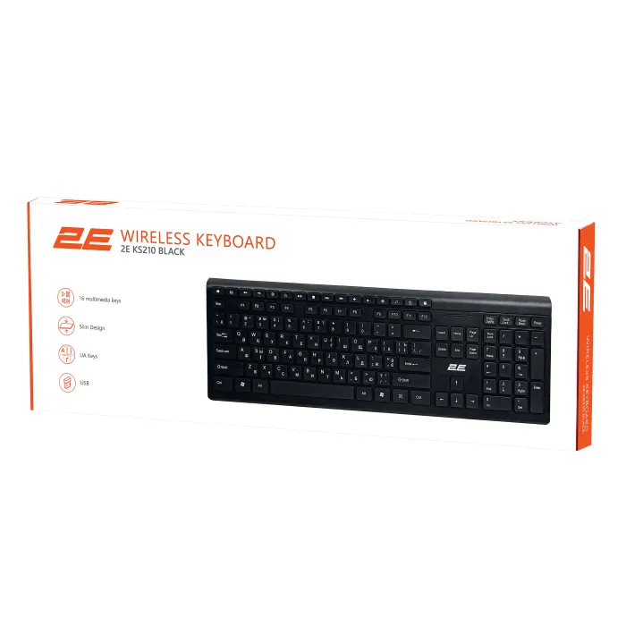 Klaviatura 2E KS210 Slim WL Black