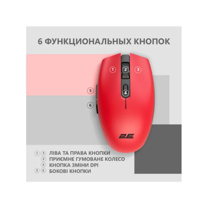 Sichqoncha 2E MF2030 WL Qayta zaryadlanadigan qizil