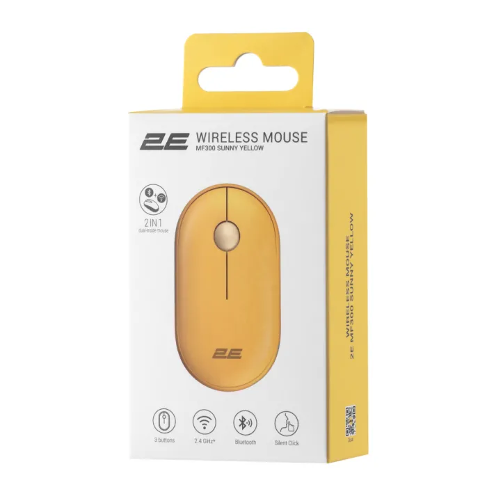Sichqoncha 2E MF300 Silent WL BT Quyoshli sariq