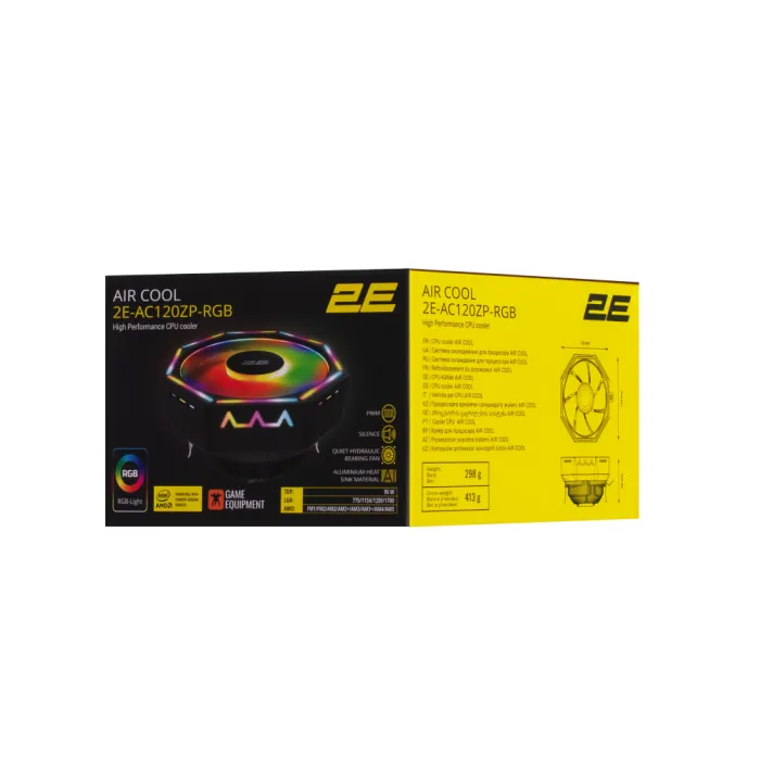 Protsessorli sovutgich 2E GAMING Air Cool AC120ZP RGB LGA1851, 1700, 1200, 115x, 775, AM5, AM4, AM3, AM3+, AM2, AM2+, FM2, FM1 4 pin RGB TDP 95W