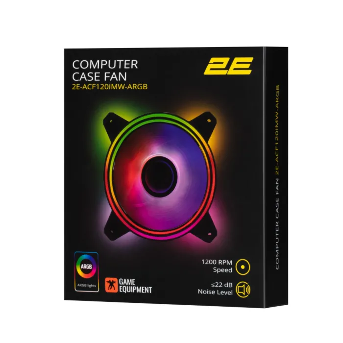 2E GAMING Air Cool Infinity M ACF120IMW-ARGB, 120mm, 1200rpm, 3pin, 3pin +5VARGB 22dBa qora
