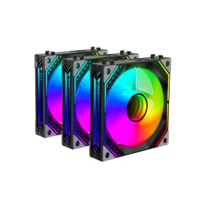 Корпусные вентиляторы 2E GAMING Air Cool Magic Mirror ACF120MB-ARGB, 3x120мм, 2000rpm, 4pin PWM +5VARGB, 20.5dBa, чёрный