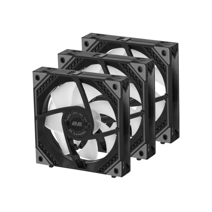 Корпусные вентиляторы 2E GAMING Air Cool Magic Mirror ACF120MB-ARGB, 3x120мм, 2000rpm, 4pin PWM +5VARGB, 20.5dBa, чёрный