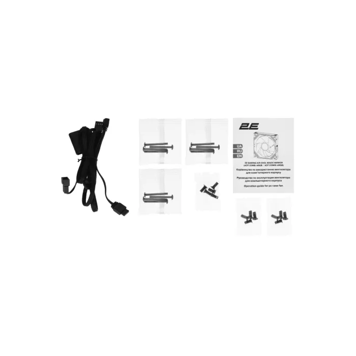 Корпусные вентиляторы 2E GAMING Air Cool Magic Mirror ACF120MB-ARGB, 3x120мм, 2000rpm, 4pin PWM +5VARGB, 20.5dBa, чёрный