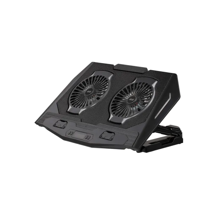 2E GAMING CPG-006 noutbuk uchun taglik, 17,3 dyuymgacha, 2xUSB-A, LCD/telefon ushlagichi, RGB, qora