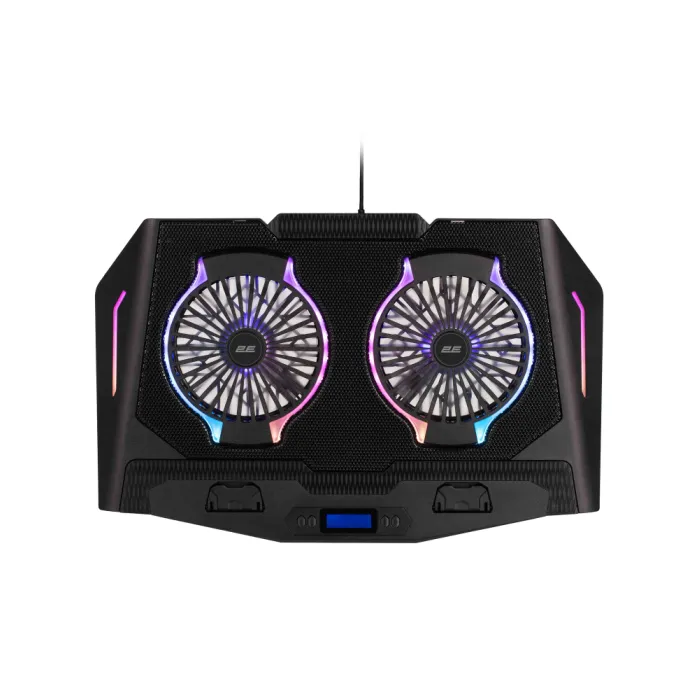 2E GAMING CPG-006 noutbuk uchun taglik, 17,3 dyuymgacha, 2xUSB-A, LCD/telefon ushlagichi, RGB, qora