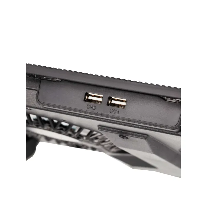2E GAMING CPG-006 noutbuk uchun taglik, 17,3 dyuymgacha, 2xUSB-A, LCD/telefon ushlagichi, RGB, qora