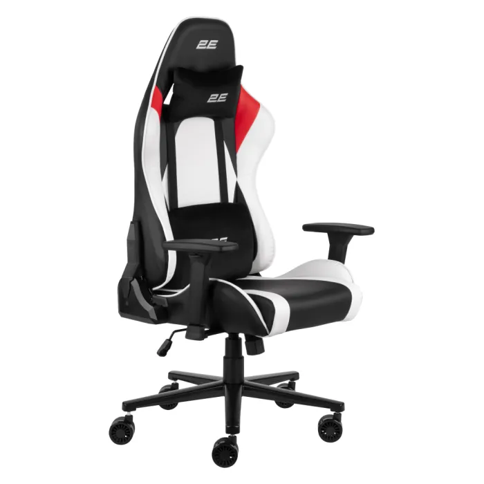 2E GAMING BUSHIDO II kreslosi, PU charm, 3D Armrests, oq-qora