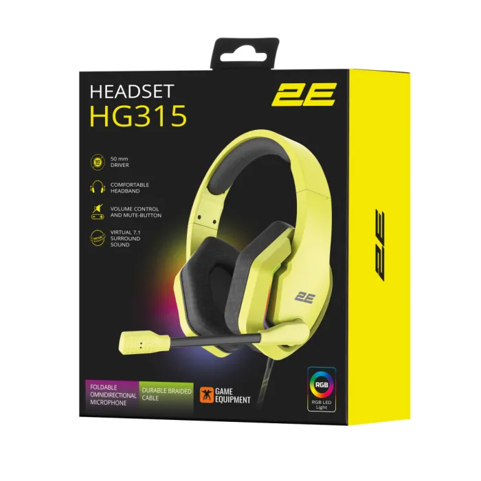 2E GAMING HG315 7.1 USB-A Yellow o‘yin garniturasi