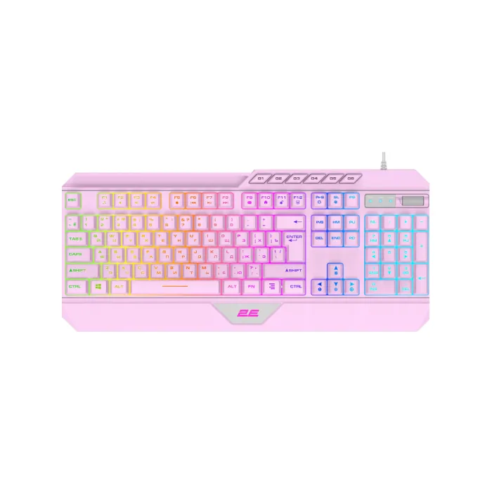 Membrana klaviatura 2E GAMING KG315 110key, USB-A, EN/RU, RGB, pushti