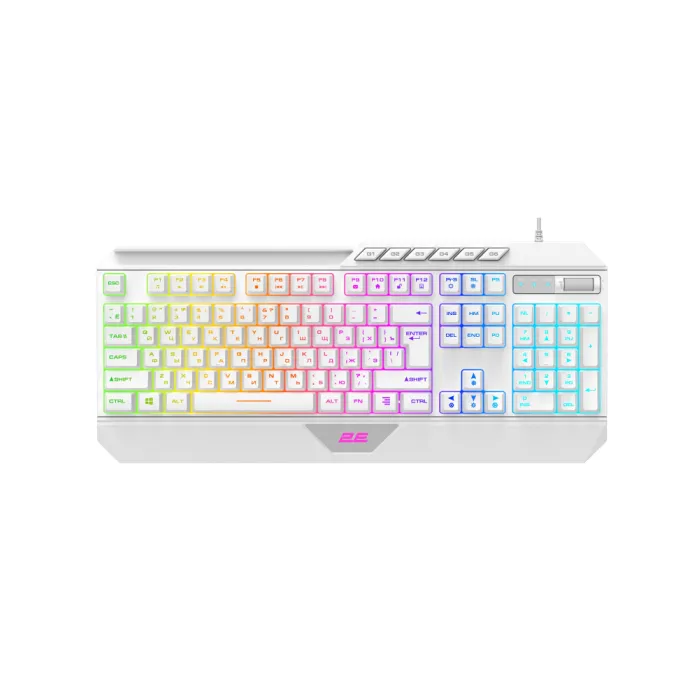 Клавиатура мембранная 2E GAMING KG315 110key, USB-A, EN/RU, RGB, белый