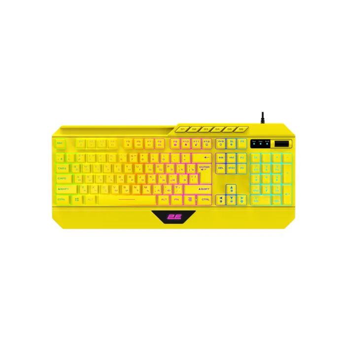 Membrana klaviaturasi 2E GAMING KG315 110key, USB-A, EN/RU, RGB, sariq