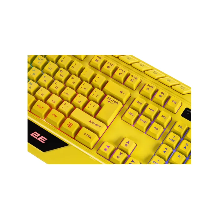 Membrana klaviaturasi 2E GAMING KG315 110key, USB-A, EN/RU, RGB, sariq