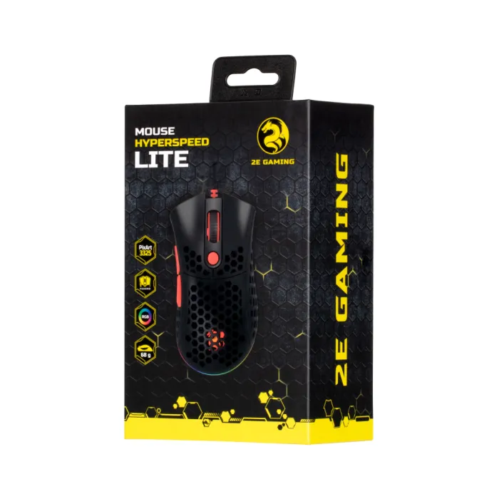 Мышь 2E GAMING HyperSpeed Lite, RGB, USB-A, чёрный