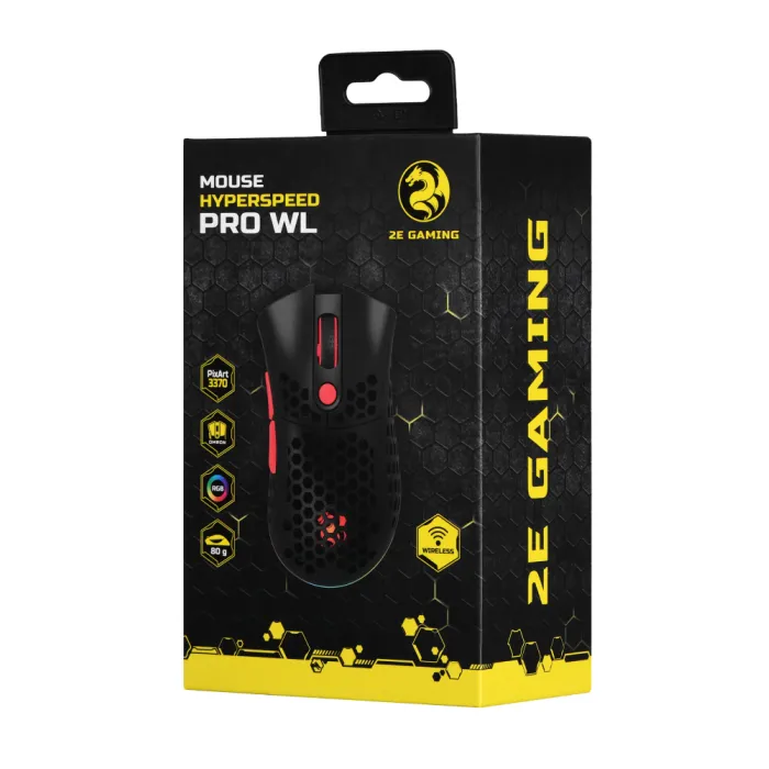 2E GAMING HyperSpeed Pro WL sichqonchasi, RGB, USB-A/WL, qora