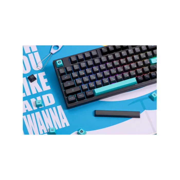 Клавиатура Akko 3098B Black&Cyan CS Silver RGB