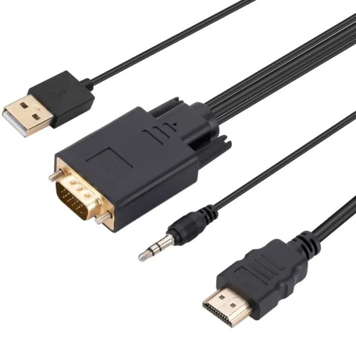 Кабель VGA + 3.5 мм Audio - HDMI, 1.8 м, Full HD 1080p