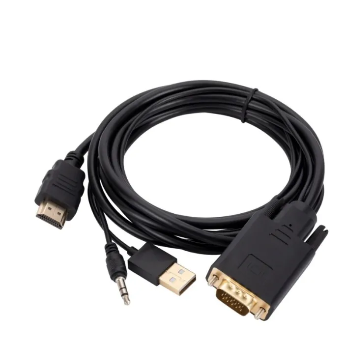 Кабель VGA + 3.5 мм Audio - HDMI, 1.8 м, Full HD 1080p
