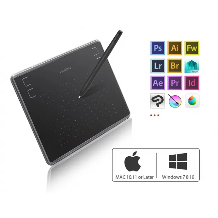 Huion H430P grafik plansheti (4.8" × 3") qora