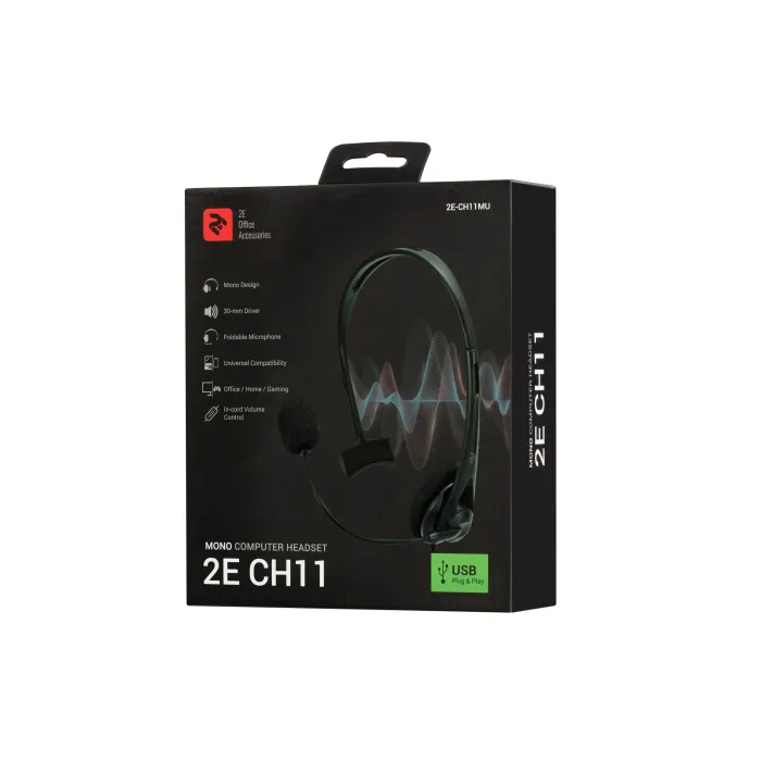 Kompyuter uchun 2E CH11 mono USB qora garnitura