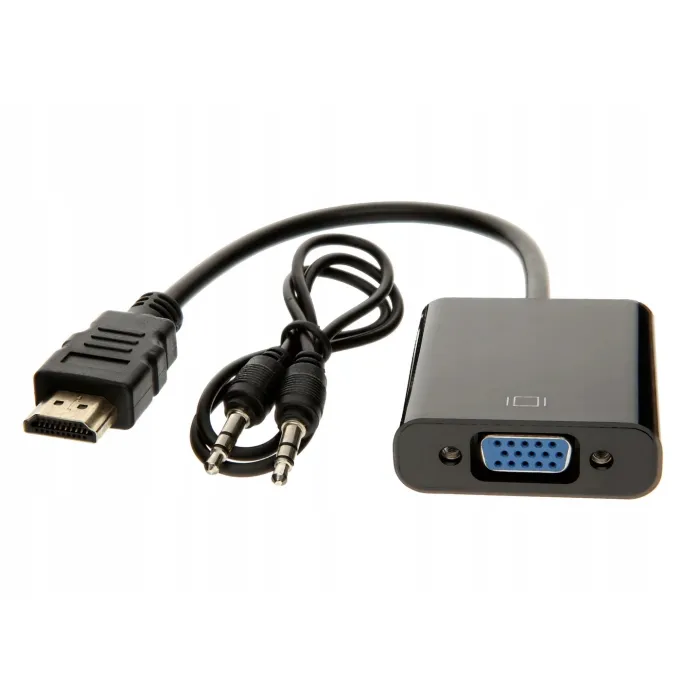 Audio chiqishi 3.5 mm bo‘lgan HDMI-VGA adapteri
