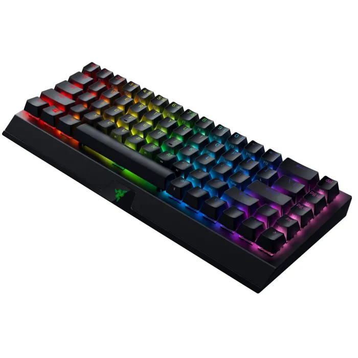 Mexanik klaviatura Razer BlackWidow V3 Mini HyperSpeed 68key, Green Switch, USB-A/WL/BT, EN/RU, RGB, qora
