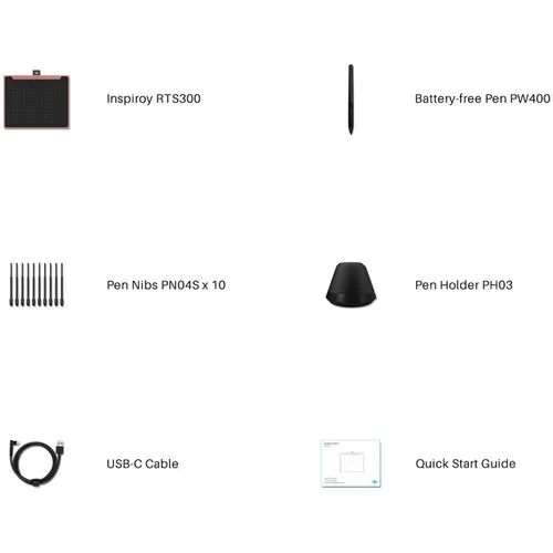 Huion Inspiroy RTS-300 grafik plansheti (6.3" × 3.9") qora
