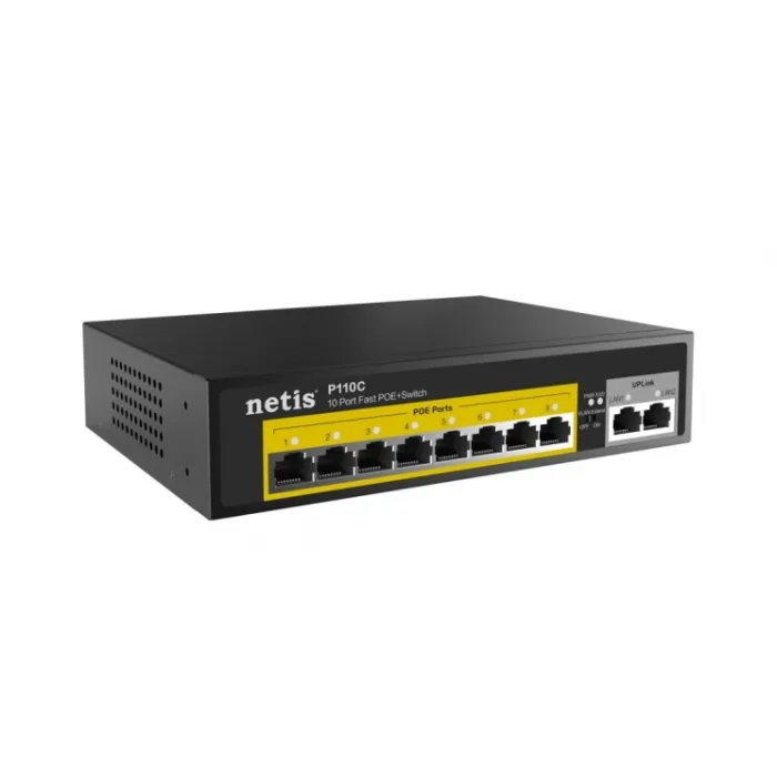 Netis P110C 8xFE PoE, 2xFE kommutatori, boshqarilmaydigan