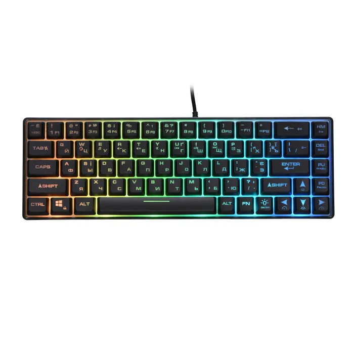 Membranali klaviatura 2E GAMING KG345 68key, USB-A, EN/UA/RU, RGB, shaffof