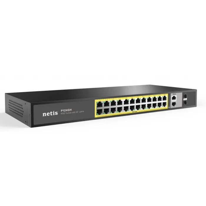Netis P124GH 24xFE PoE+, 2xGE Uplink, 2xGE SFP kommutatori, boshqarilmaydigan