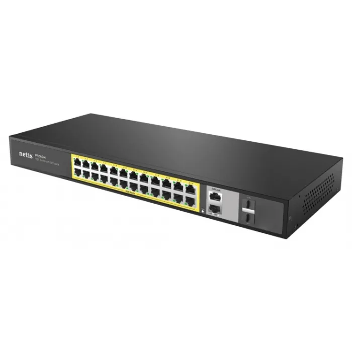 Netis P124GH 24xFE PoE+, 2xGE Uplink, 2xGE SFP kommutatori, boshqarilmaydigan