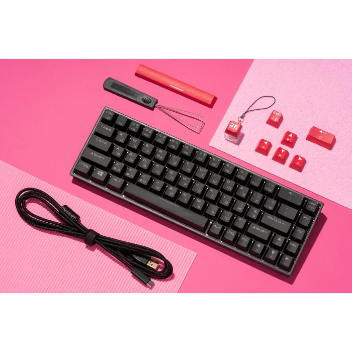 Mexanik klaviatura 2E GAMING KG380 68key, Gateron Blue Switch, USB-A/BT, EN/UA/RU, RGB, qora
