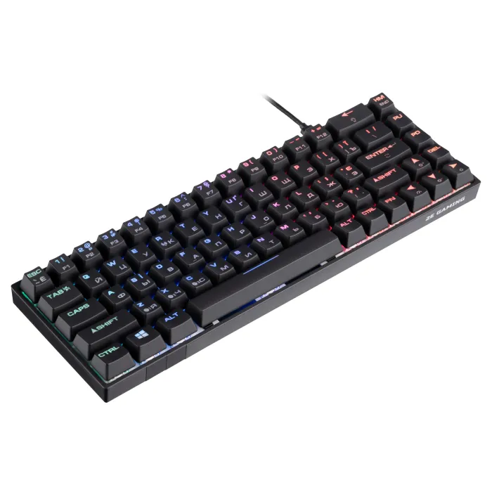 Mexanik klaviatura 2E GAMING KG380 68key, Gateron Brown Switch, USB-A/BT, EN/UA/RU, RGB, qora