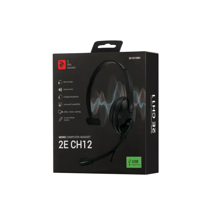 Kompyuter uchun 2E CH12 mono USB qora garnitura