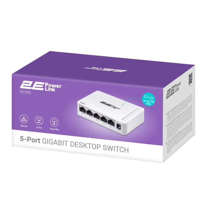 2E PowerLink SG105C 5xGE kommutatori, gigabitli, boshqarilmaydigan