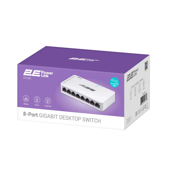 2E PowerLink SG108C 8xGE kommutatori, Gigabitli, boshqarilmaydigan