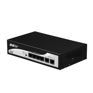 2E PowerLink SP402F 4xFE PoE+, 2xFE Uplink kommutatori, 55Vt, boshqarilmaydi