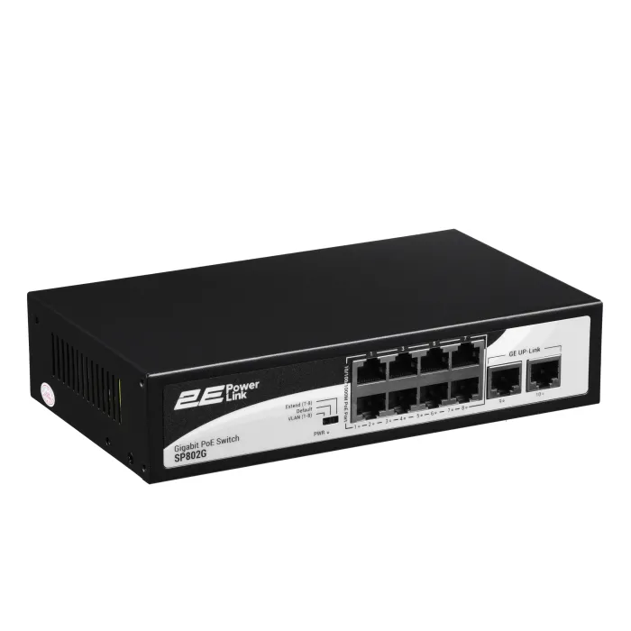 Коммутатор 2E PowerLink SP802G 8xGE PoE+, 2xGE Uplink, 120Вт, неуправляемый