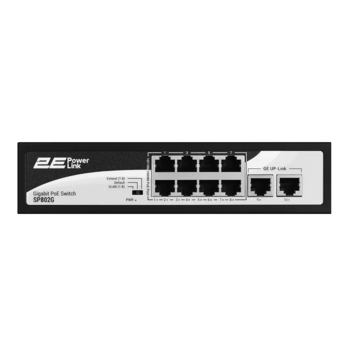 Коммутатор 2E PowerLink SP802G 8xGE PoE+, 2xGE Uplink, 120Вт, неуправляемый