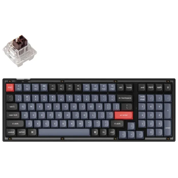 Mexanik klaviatura V5 100Key, K Pro Brown, Hot-Swap, QMK, USB-A, EN/UKR, RGB, Frosted qora