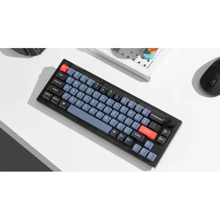 Клавиатура механическая V2 68Key, K Pro Blue, Hot-Swap, QMK, Knob, USB-A, EN/UKR, RGB, Frosted Black