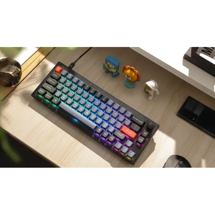 Mexanik klaviatura V2 68Key, K Pro Brown, Hot-Swap, QMK, Knob, USB-A, EN/UKR, RGB, Carbon qora