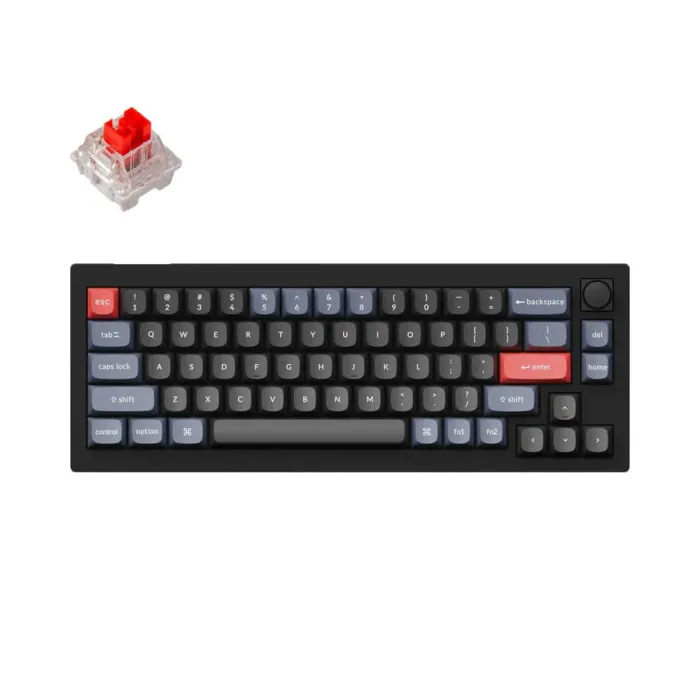 Mexanik klaviatura V2 68Key, K Pro Red, Hot-Swap, QMK, Knob, USB-A, EN/UKR, RGB, Carbon qora