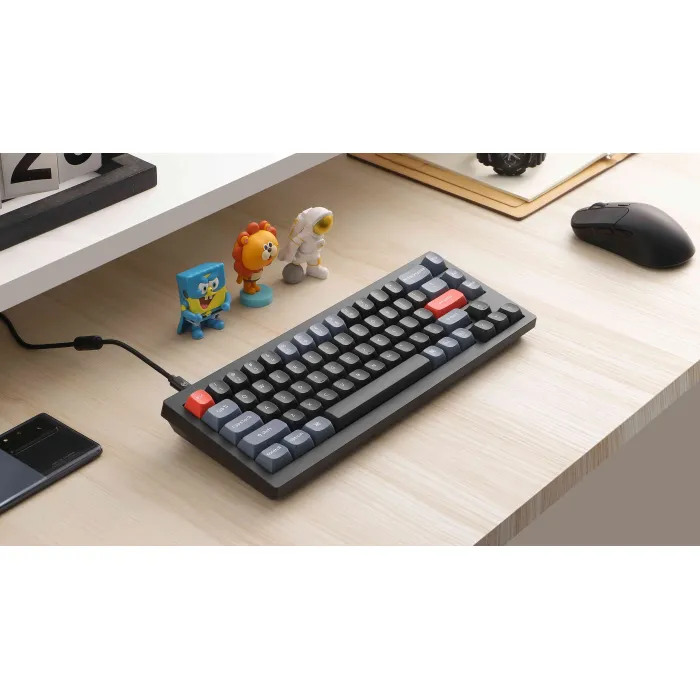 Mexanik klaviatura V2 68Key, K Pro Red, Hot-Swap, QMK, Knob, USB-A, EN/UKR, RGB, Carbon qora