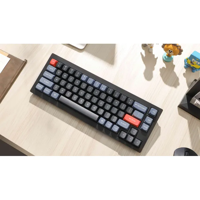 Mexanik klaviatura V2 68Key, K Pro Red, Hot-Swap, QMK, Knob, USB-A, EN/UKR, RGB, Carbon qora
