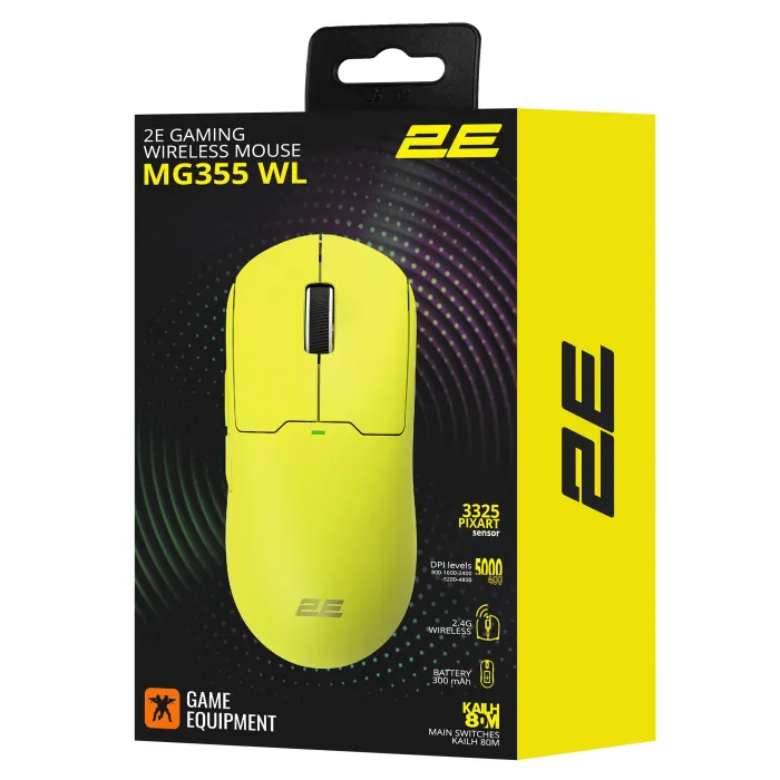 Sichqoncha 2E GAMING MG355 WL, USB-A/WL, sariq