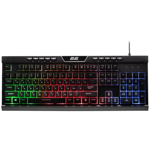 Membranali simli klaviatura 2E GAMING KG300 114key, USB-A, EN/RU, LED, qora